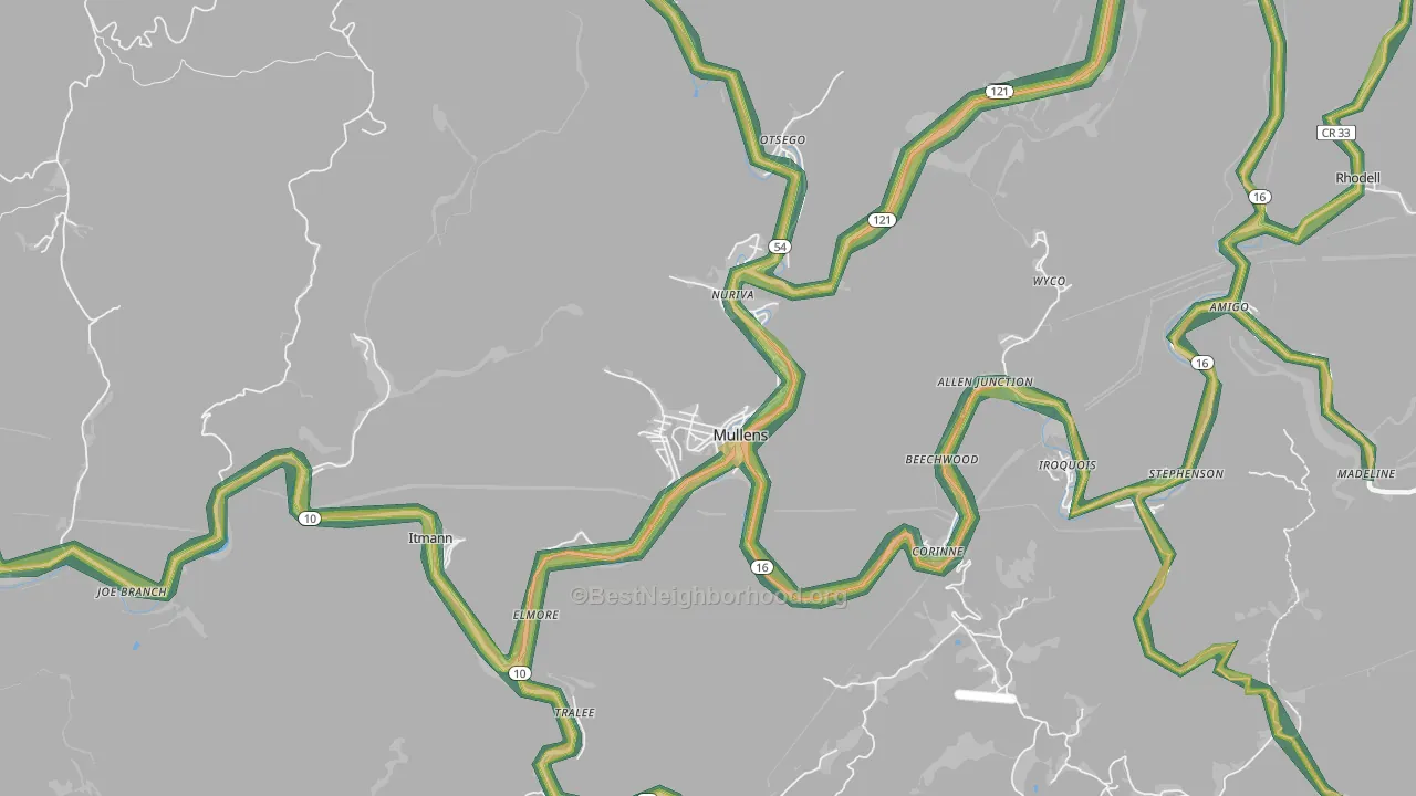 25882, WV Map of Noise Levels in 25882