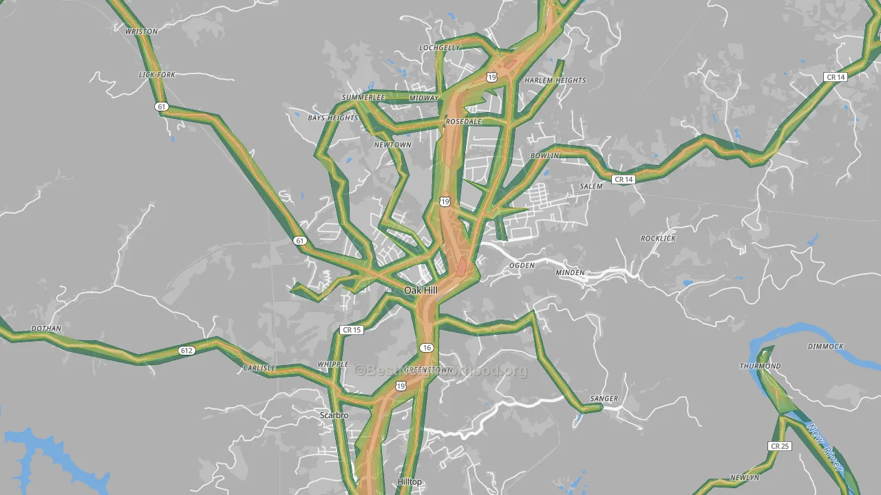 25901, WV Map of Noise Levels in 25901