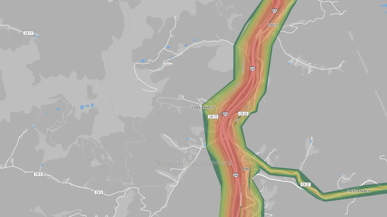 25904, WV Map of Noise Levels in 25904