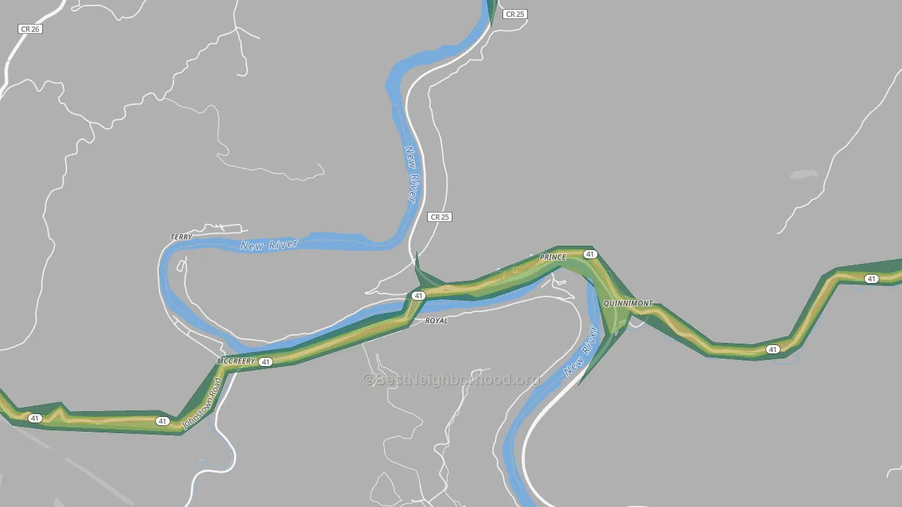 25907, WV Map of Noise Levels in 25907