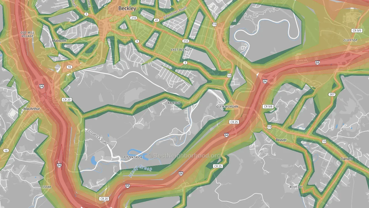 25911, WV Map of Noise Levels in 25911