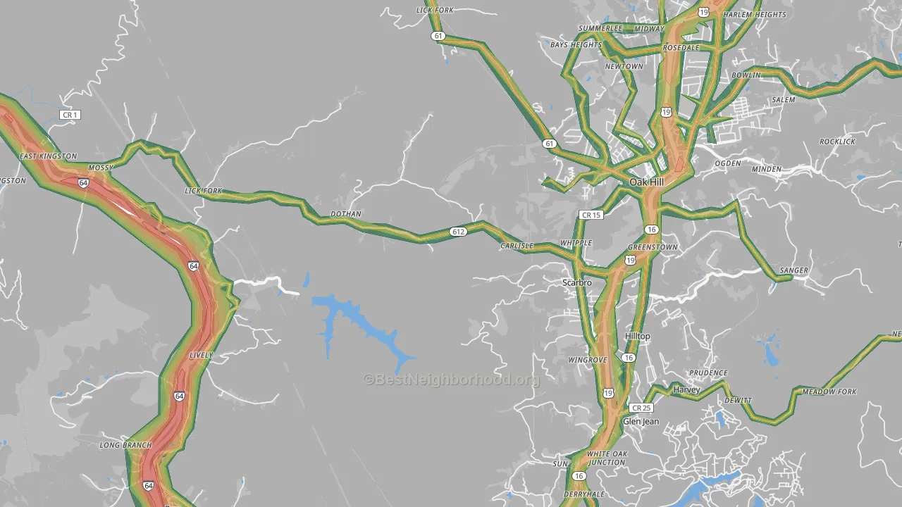 25917, WV Map of Noise Levels in 25917