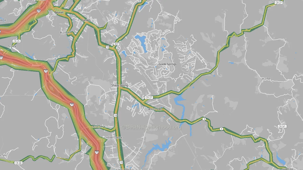 25918, WV Map of Noise Levels in 25918