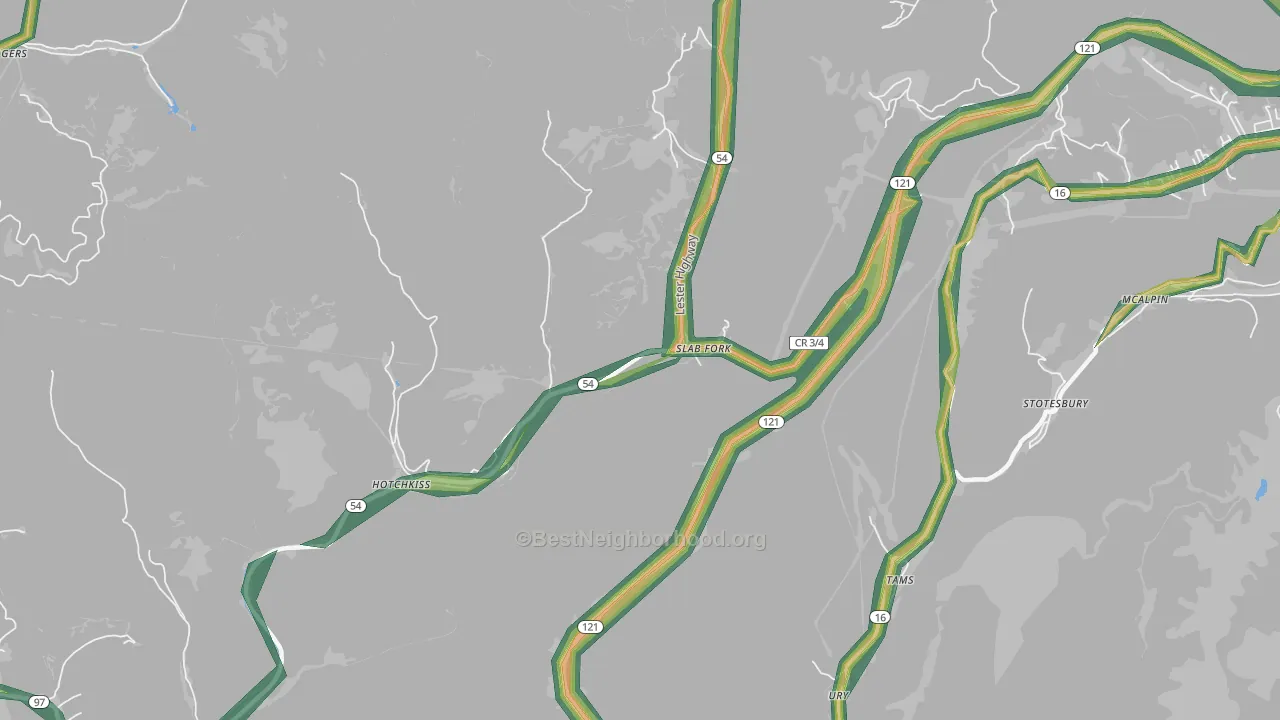 25920, WV Map of Noise Levels in 25920