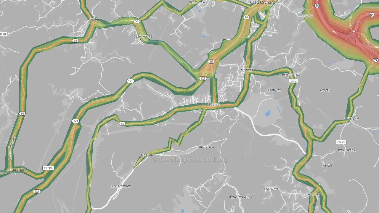 25921, WV Map of Noise Levels in 25921