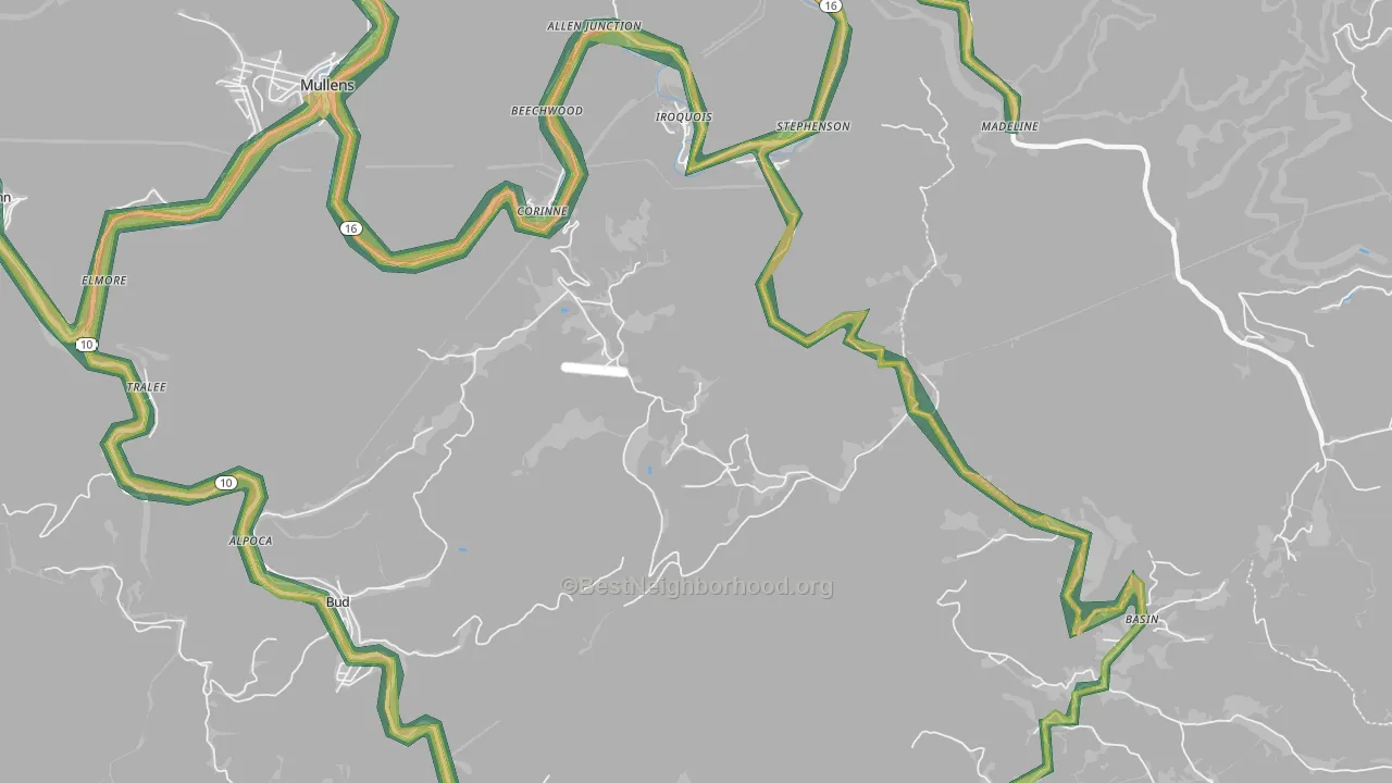 25928, WV Map of Noise Levels in 25928
