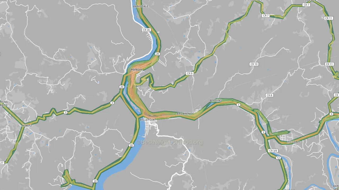 25951, WV Map of Noise Levels in 25951