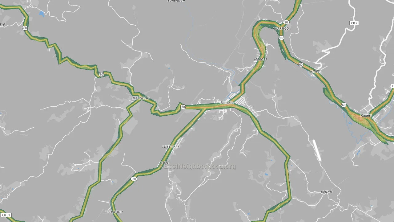 25962, WV Map of Noise Levels in 25962