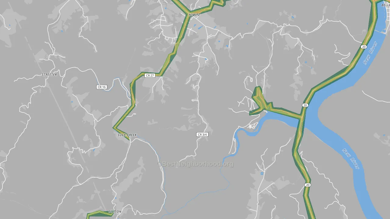 25978, WV Map of Noise Levels in 25978