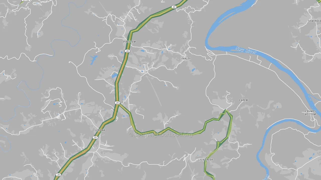 25979, WV Map of Noise Levels in 25979
