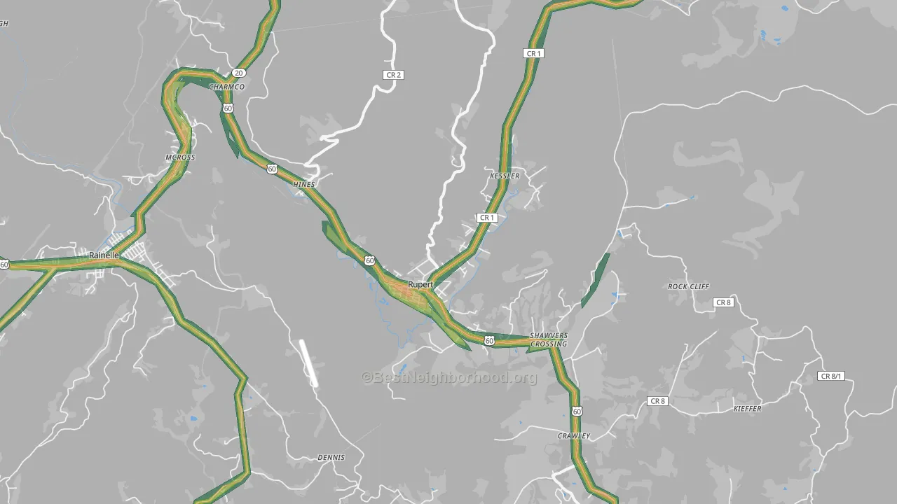 25984, WV Map of Noise Levels in 25984