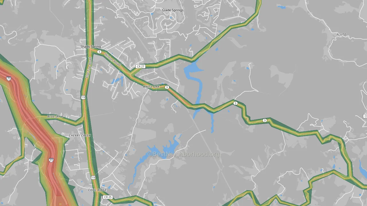 25989, WV Map of Noise Levels in 25989