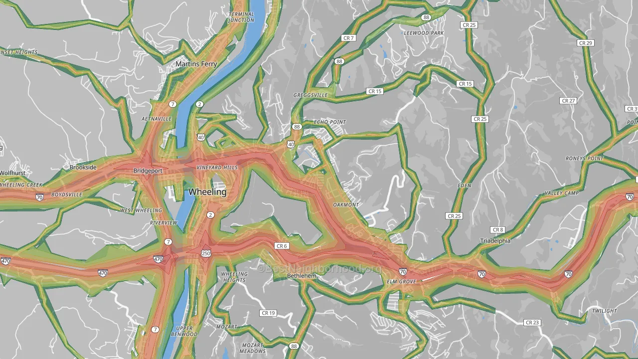 26003, WV Map of Noise Levels in 26003