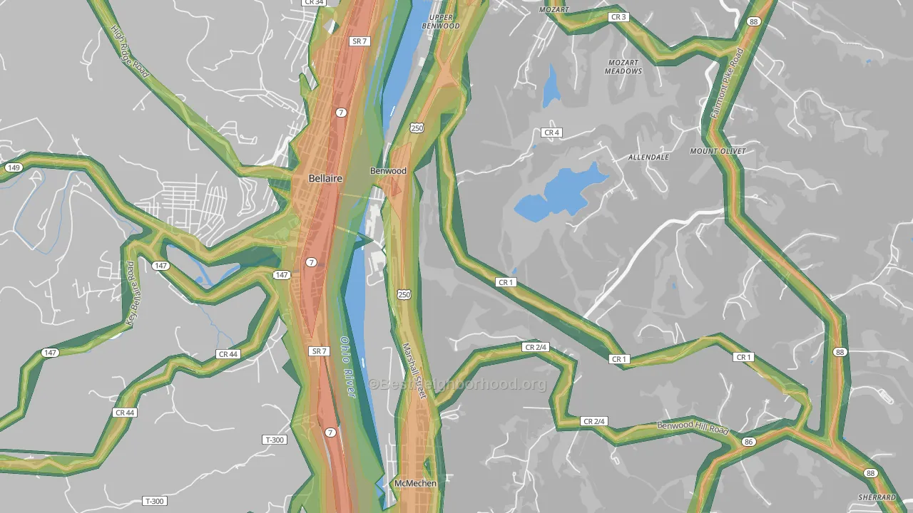 26031, WV Map of Noise Levels in 26031