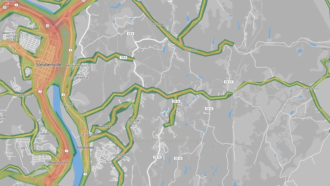 26035, WV Map of Noise Levels in 26035