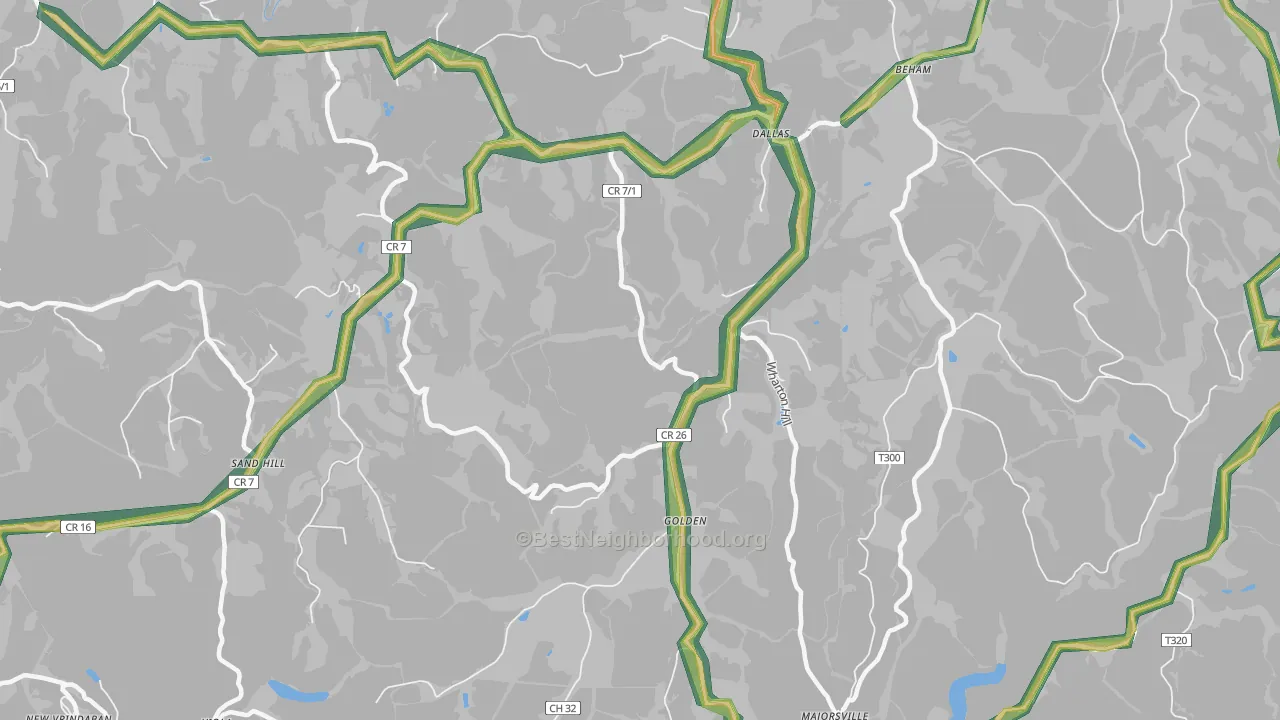 26036, WV Map of Noise Levels in 26036