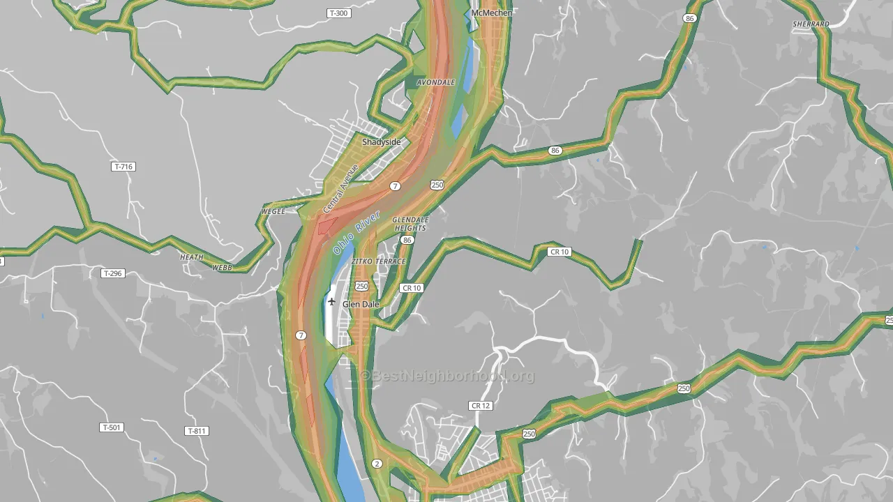26038, WV Map of Noise Levels in 26038