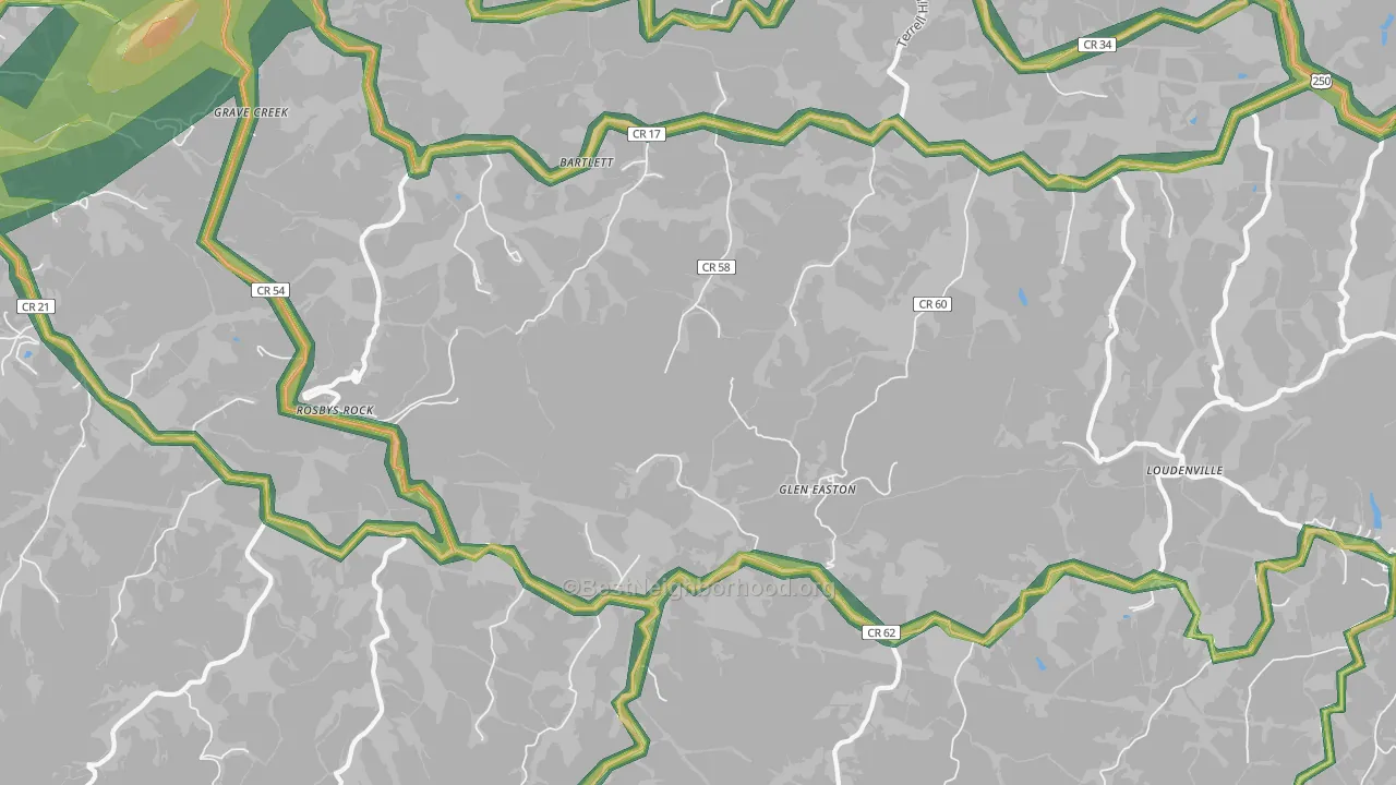 26039, WV Map of Noise Levels in 26039