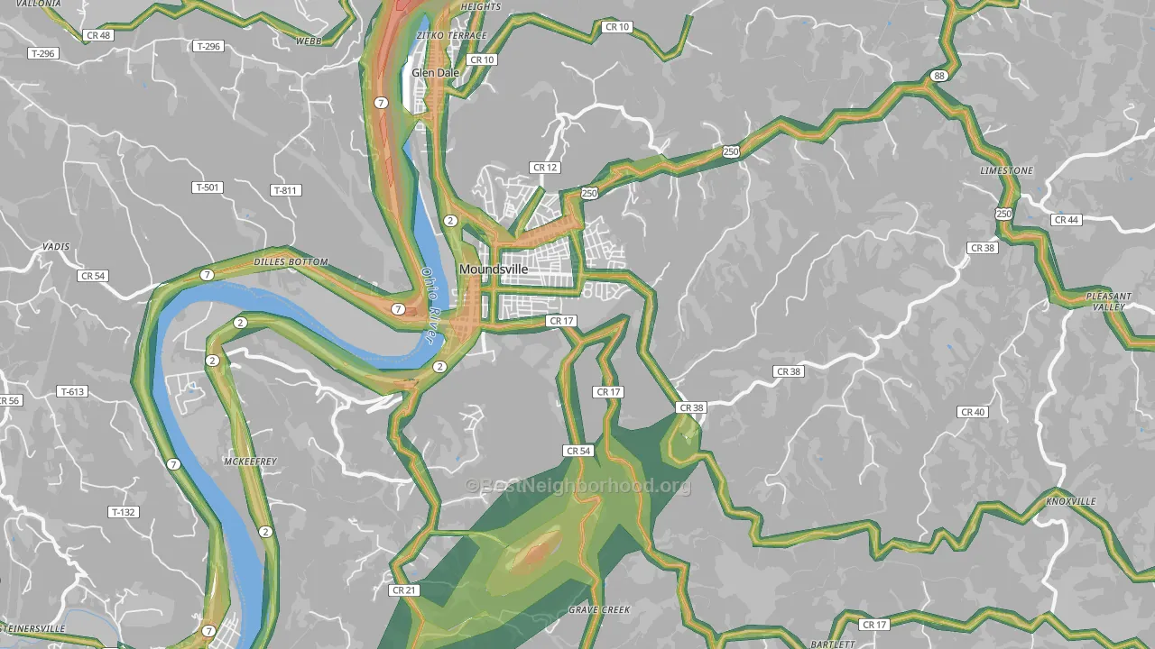 26041, WV Map of Noise Levels in 26041