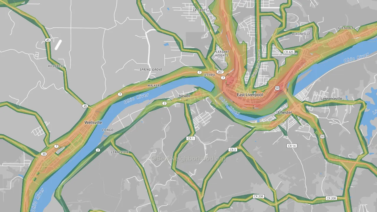 26050, WV Map of Noise Levels in 26050