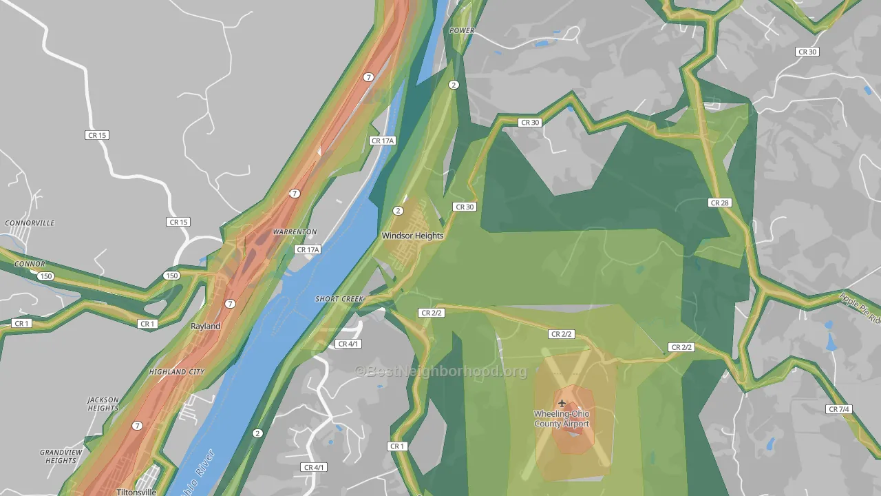 26075, WV Map of Noise Levels in 26075