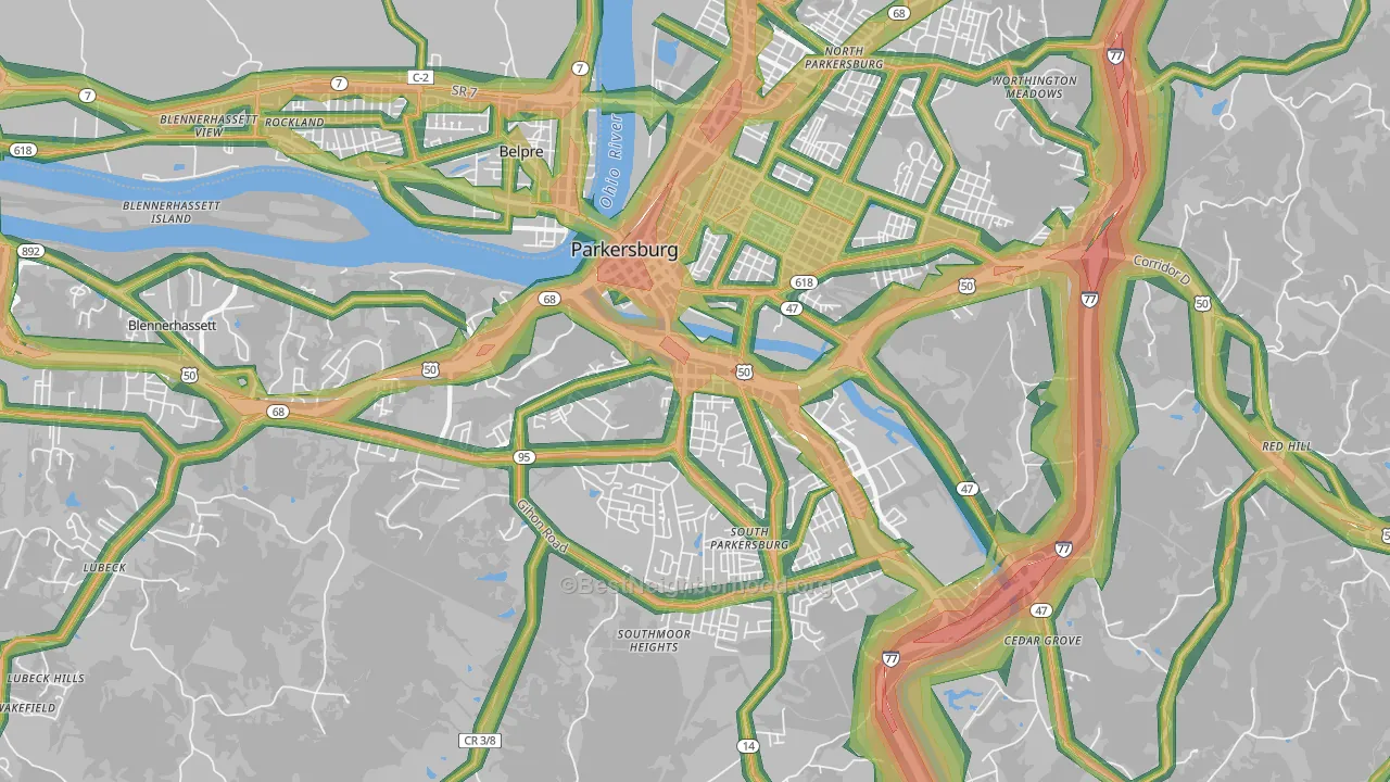26101, WV Map of Noise Levels in 26101