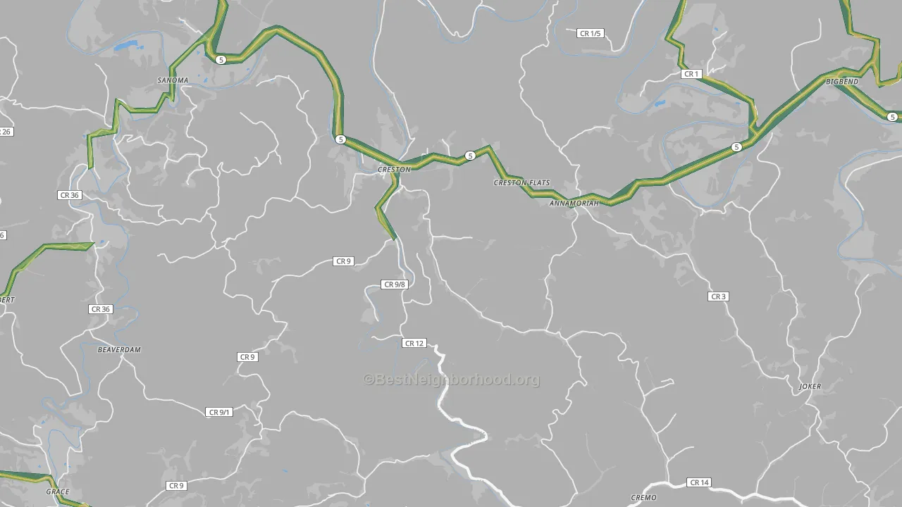 26141, WV Map of Noise Levels in 26141