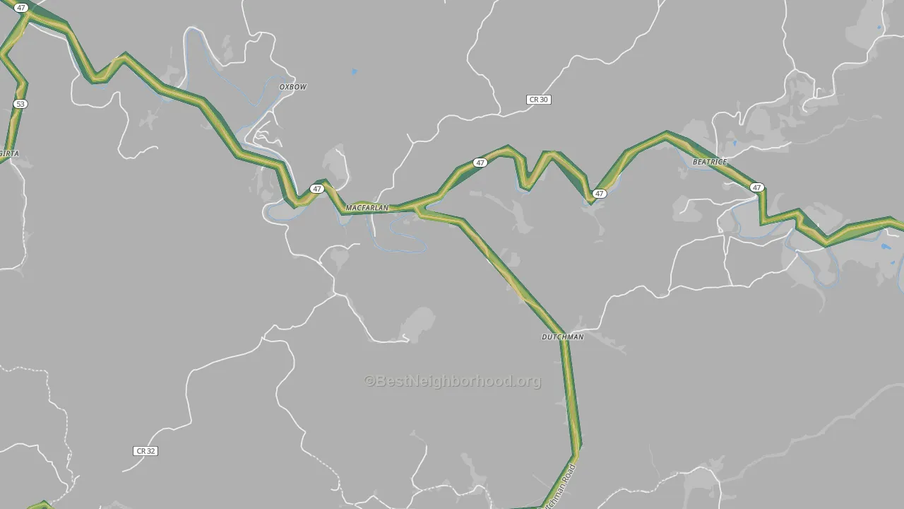 26148, WV Map of Noise Levels in 26148