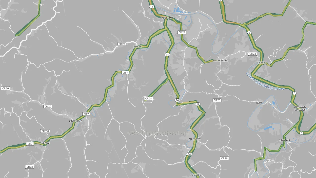26160, WV Map of Noise Levels in 26160
