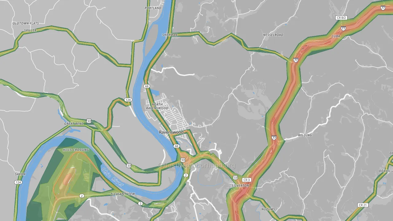 26164, WV Map of Noise Levels in 26164