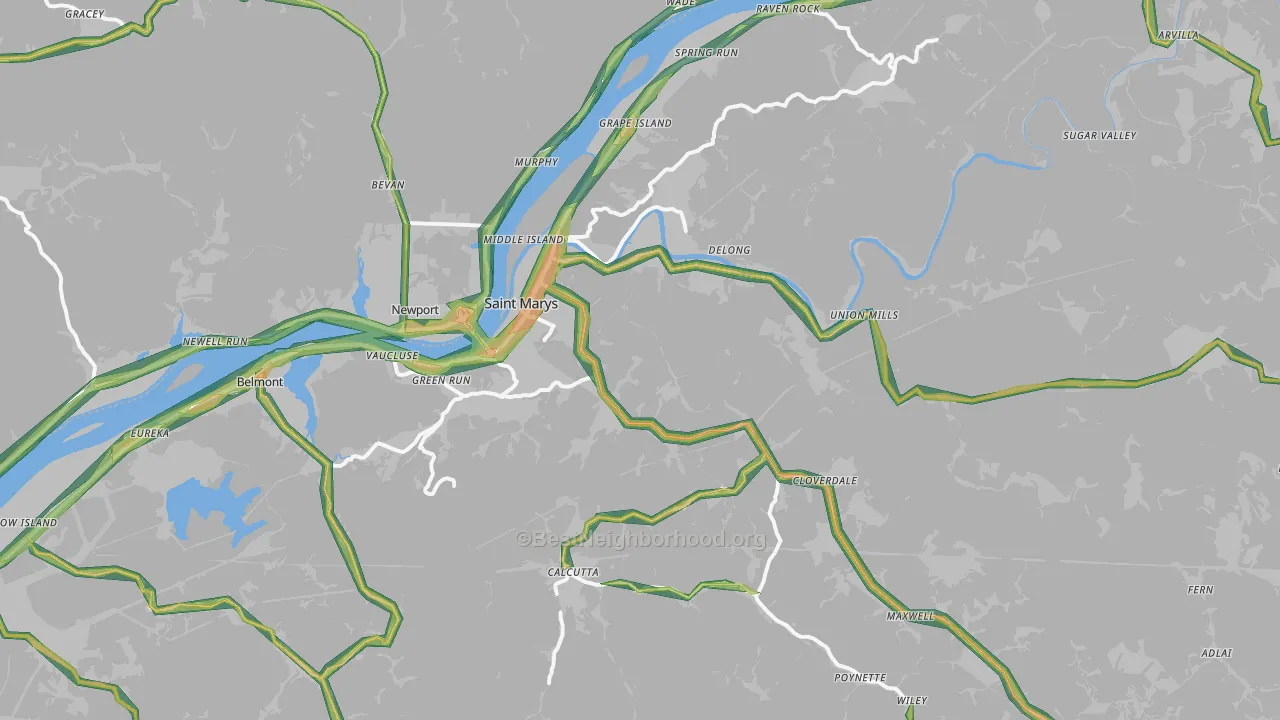 26170, WV Map of Noise Levels in 26170
