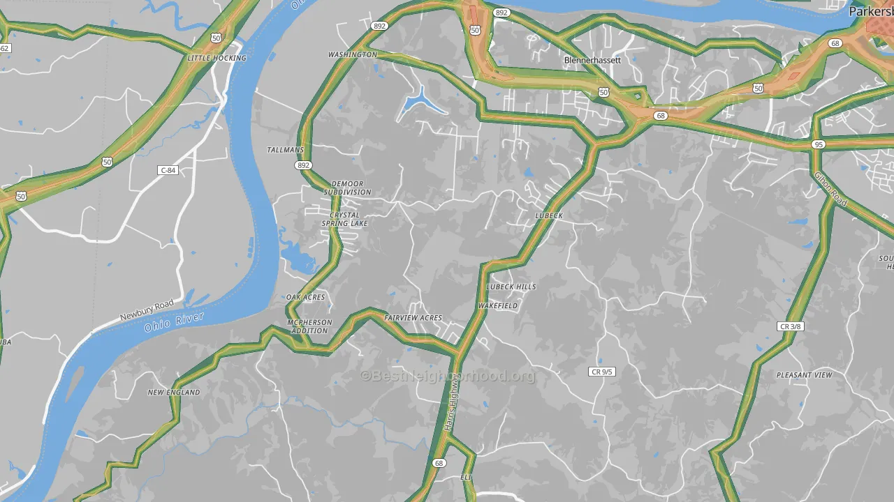 26181, WV Map of Noise Levels in 26181