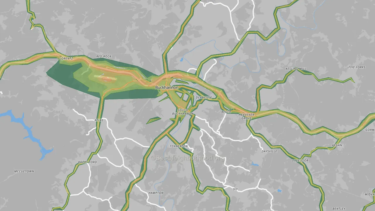 26201, WV Map of Noise Levels in 26201