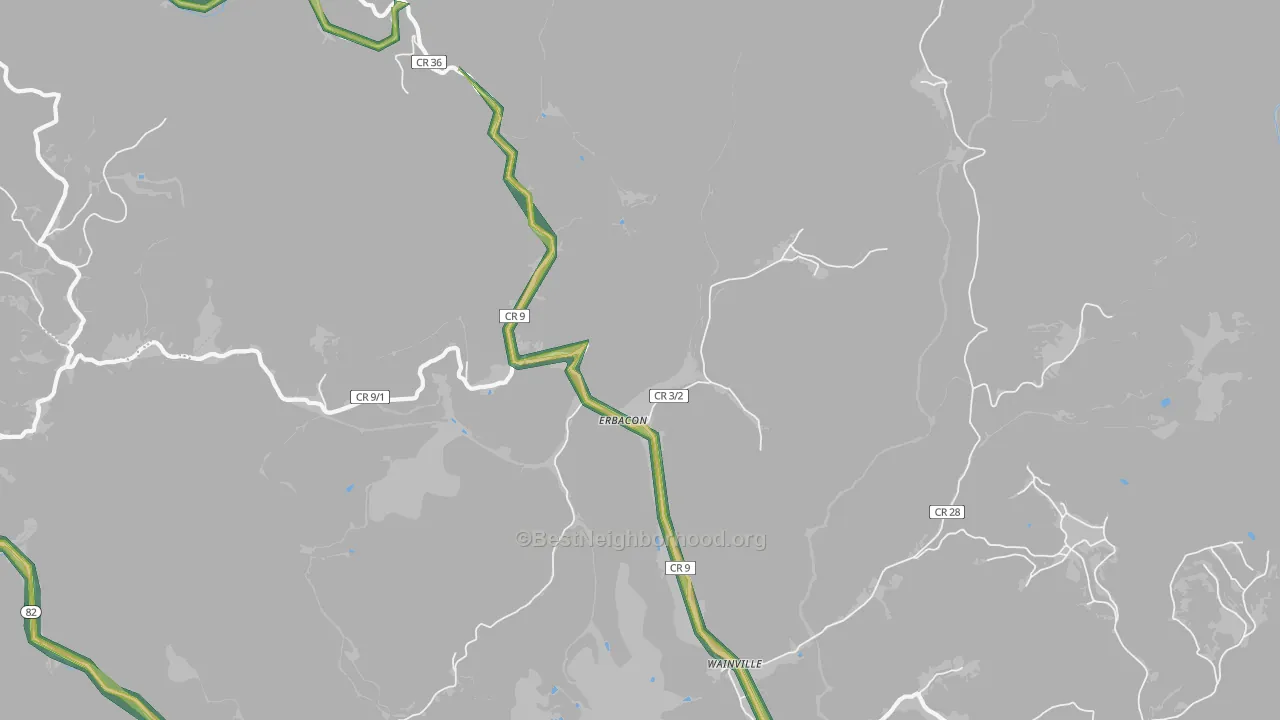 26203, WV Map of Noise Levels in 26203