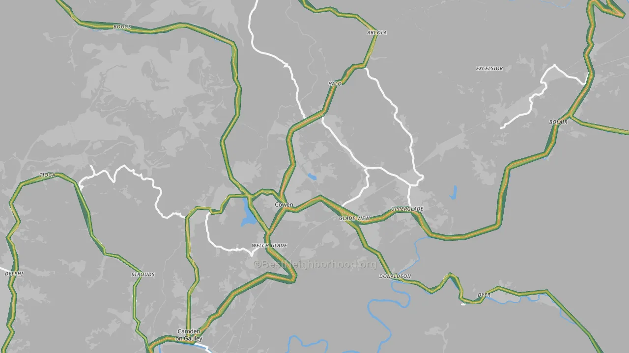 26206, WV Map of Noise Levels in 26206