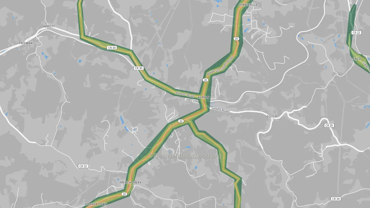26210, WV Map of Noise Levels in 26210