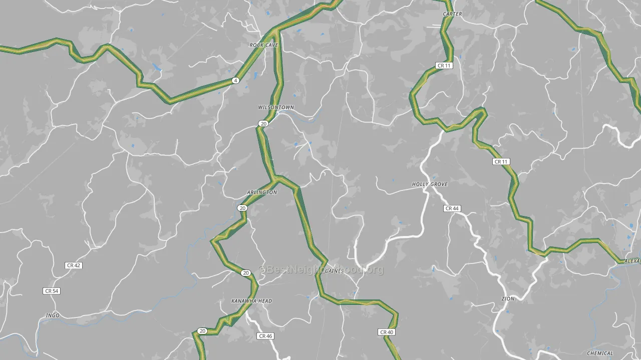 26234, WV Map of Noise Levels in 26234