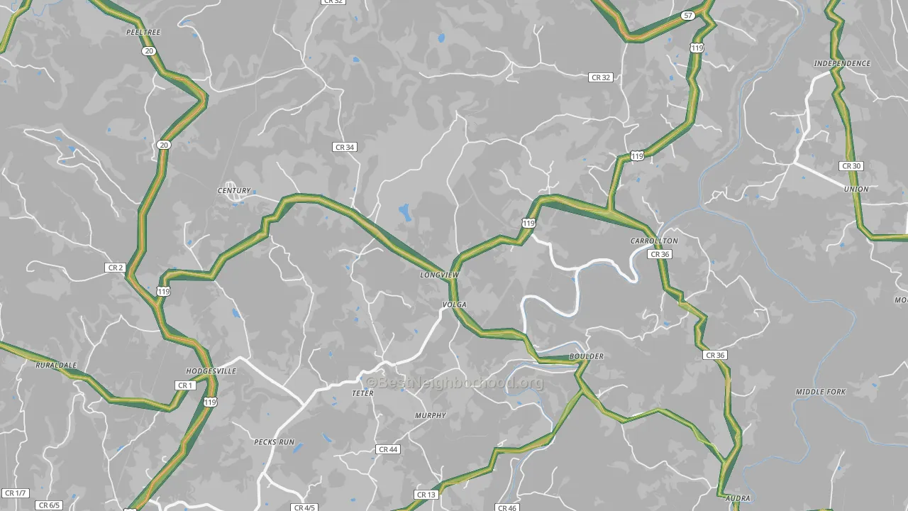 26238, WV Map of Noise Levels in 26238