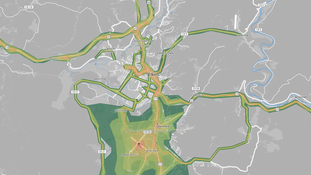 26241, WV Map of Noise Levels in 26241