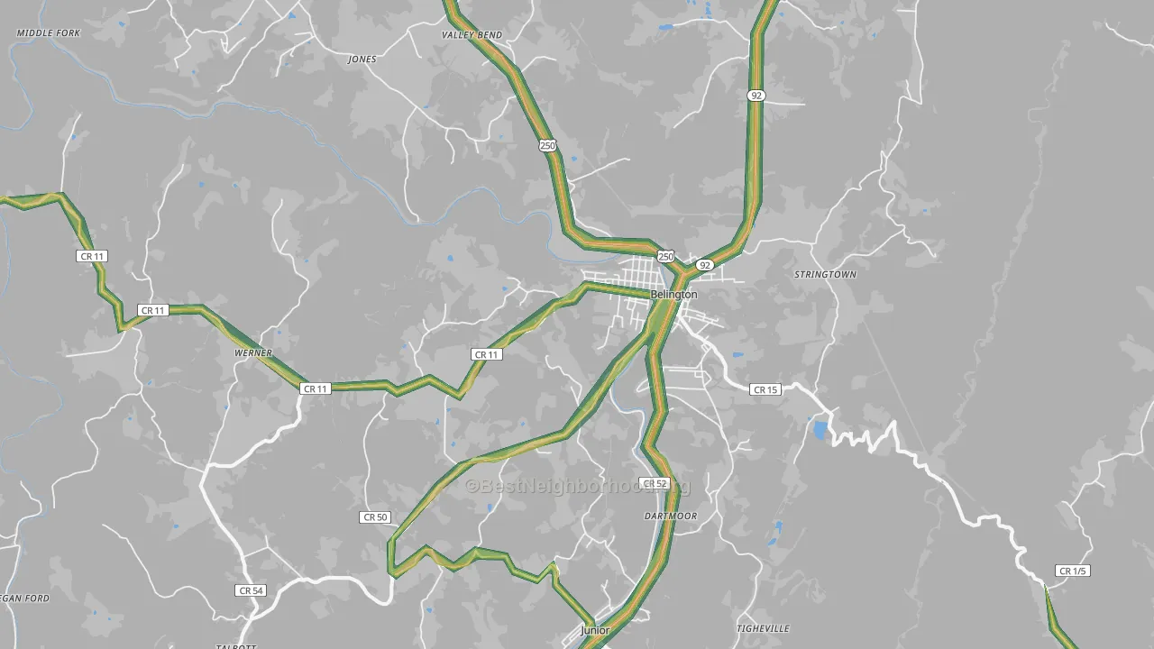 26250, WV Map of Noise Levels in 26250