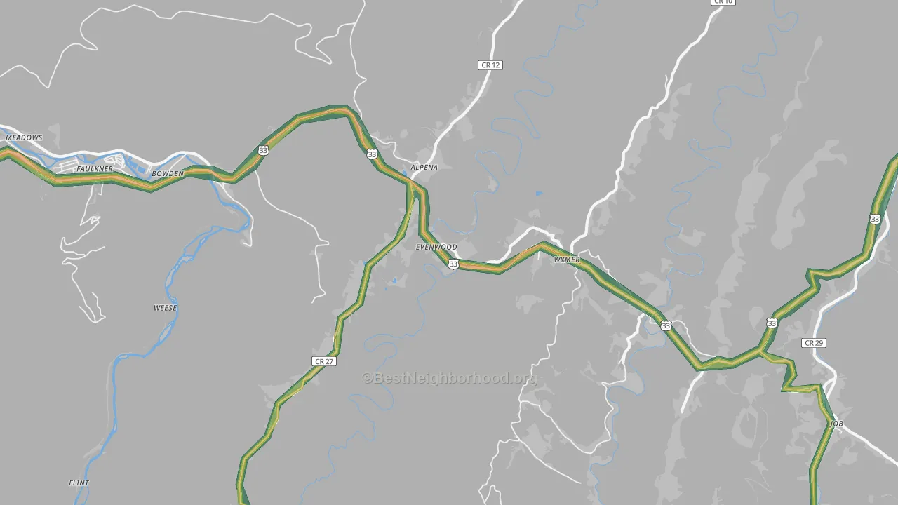 26254, WV Map of Noise Levels in 26254