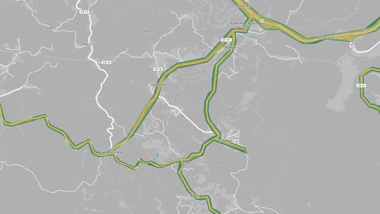 26257, WV Map of Noise Levels in 26257