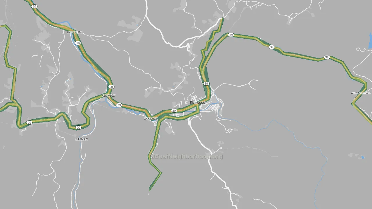 26261, WV Map of Noise Levels in 26261