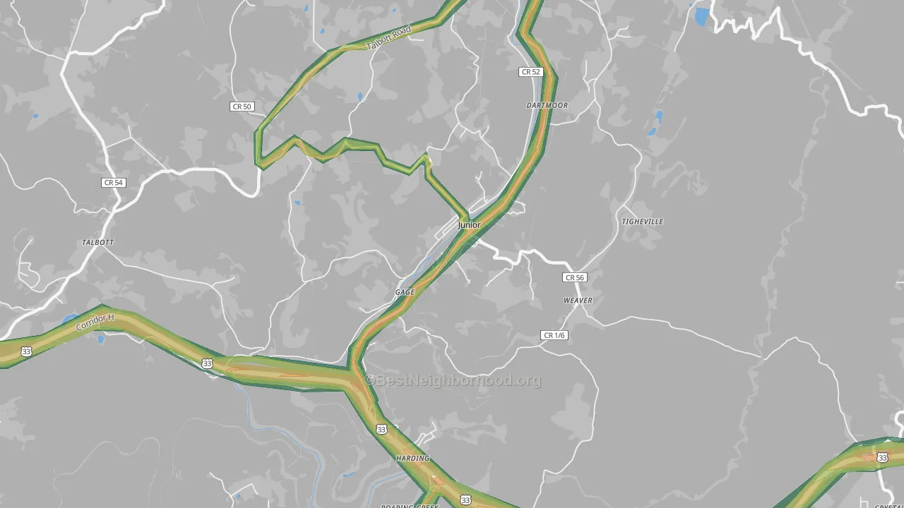 26275, WV Map of Noise Levels in 26275