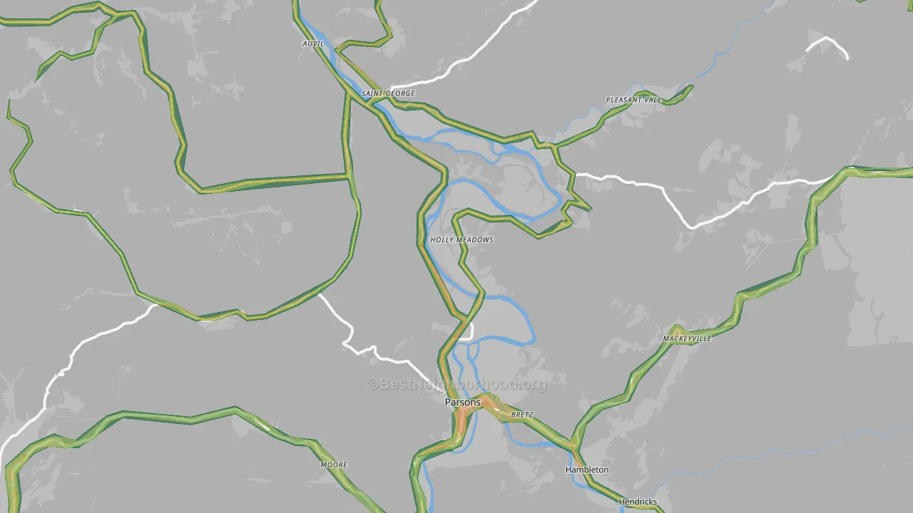 26287, WV Map of Noise Levels in 26287
