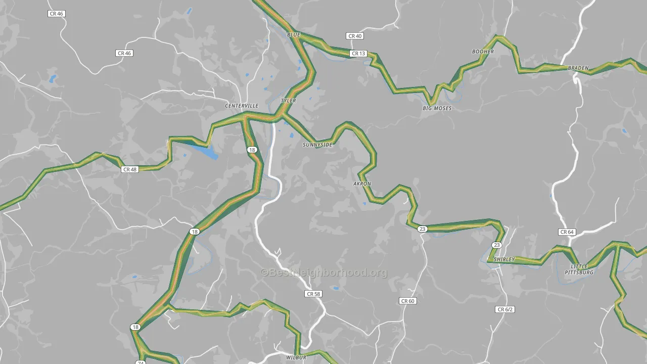 26320, WV Map of Noise Levels in 26320