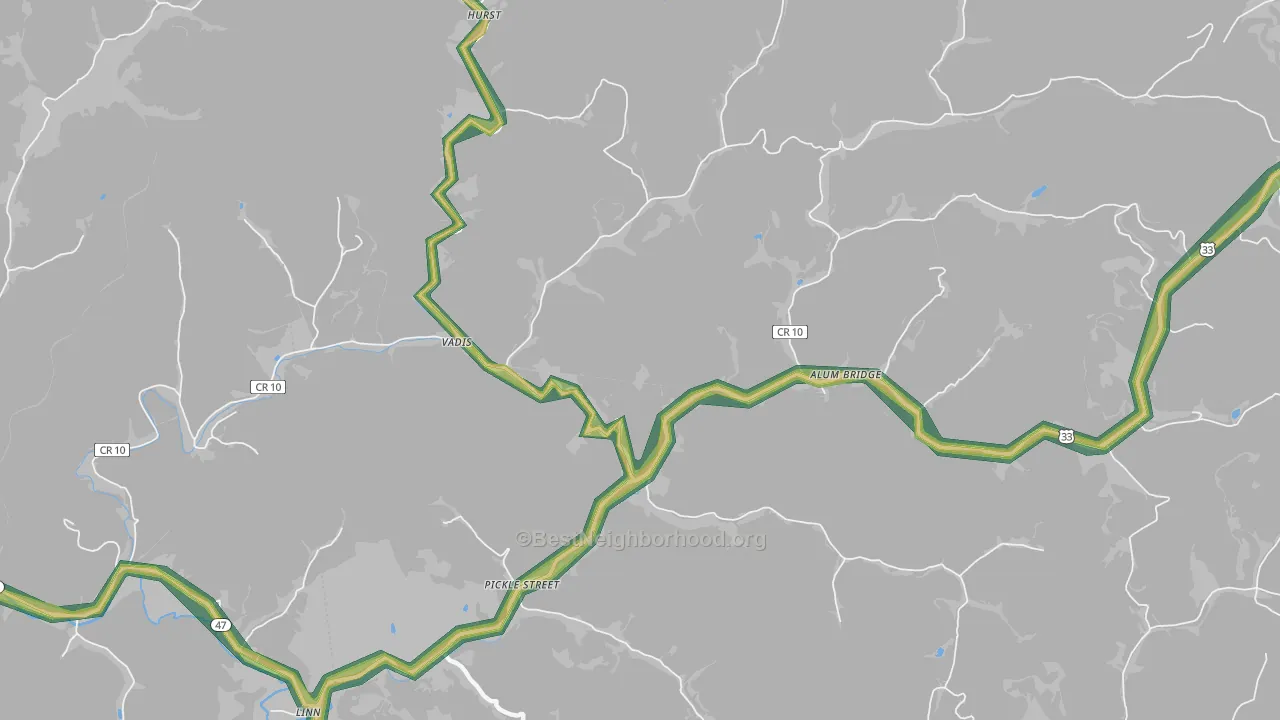 26321, WV Map of Noise Levels in 26321