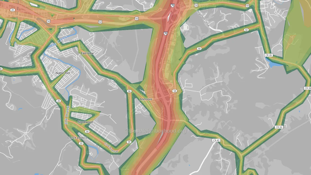 26323, WV Map of Noise Levels in 26323
