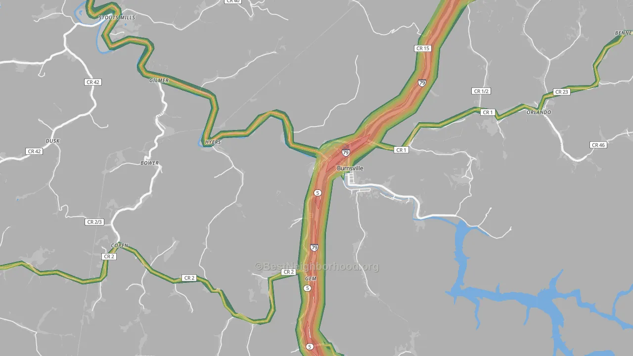 26335, WV Map of Noise Levels in 26335