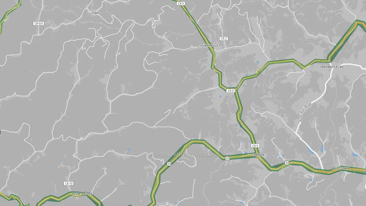 26338, WV Map of Noise Levels in 26338